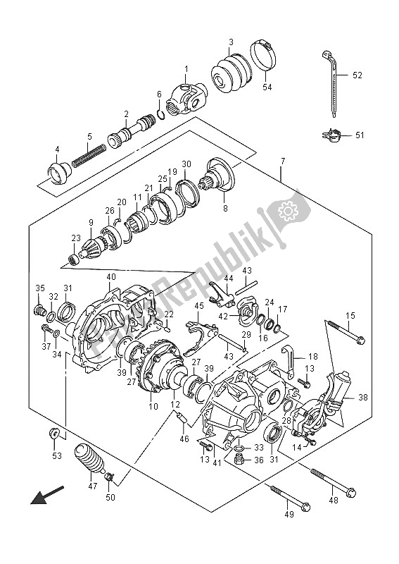 All parts for the Final Bevel Gear (front) of the Suzuki LT A 750 XZ Kingquad AXI 4X4 2016