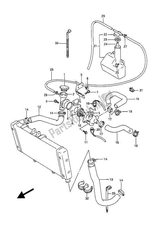 All parts for the Radiator Hose of the Suzuki GSF 400 Bandit 1991