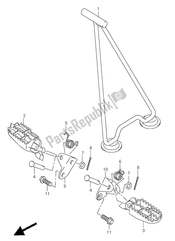 All parts for the Footrest of the Suzuki RM Z 450 2006