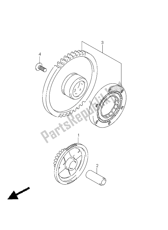 Alle onderdelen voor de Starterkoppeling van de Suzuki GSX 650 FA 2011