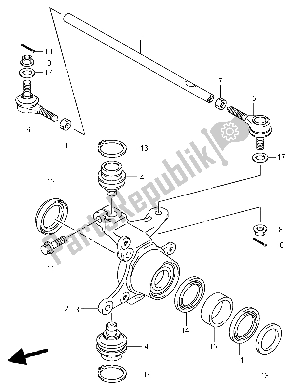 All parts for the Steering Knuckle of the Suzuki LT A 400 Eiger 4X2 2003