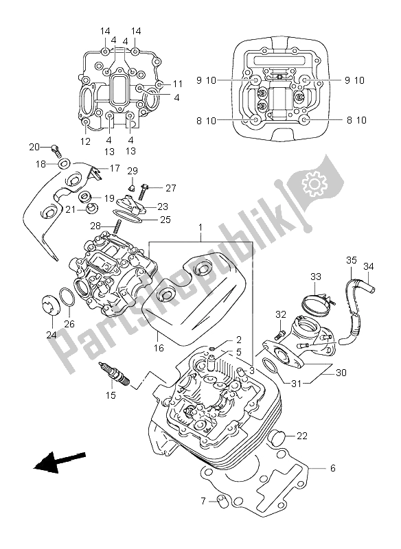 Todas las partes para Culata (delantera) de Suzuki VL 125 Intruder 2003