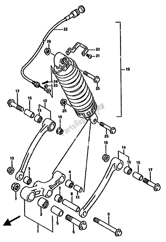 Todas las partes para Palanca De Amortiguación Trasera de Suzuki GSX 750F 1989