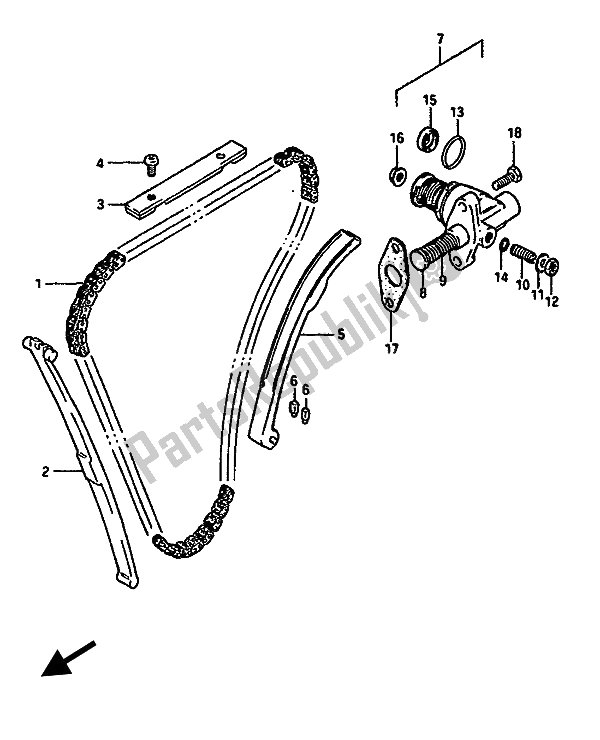 Tutte le parti per il Catena A Camme del Suzuki GSX 550 Esfu 1986