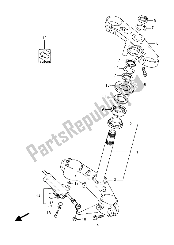 All parts for the Steering Stem of the Suzuki GSX R 1000A 2015