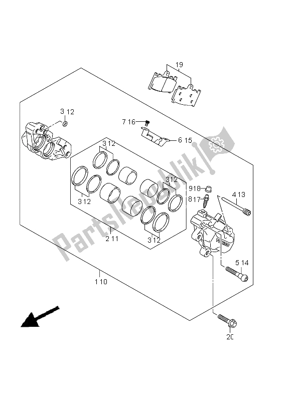 Tutte le parti per il Pinza Anteriore (gsx650fa E21) del Suzuki GSX 650 FA 2011