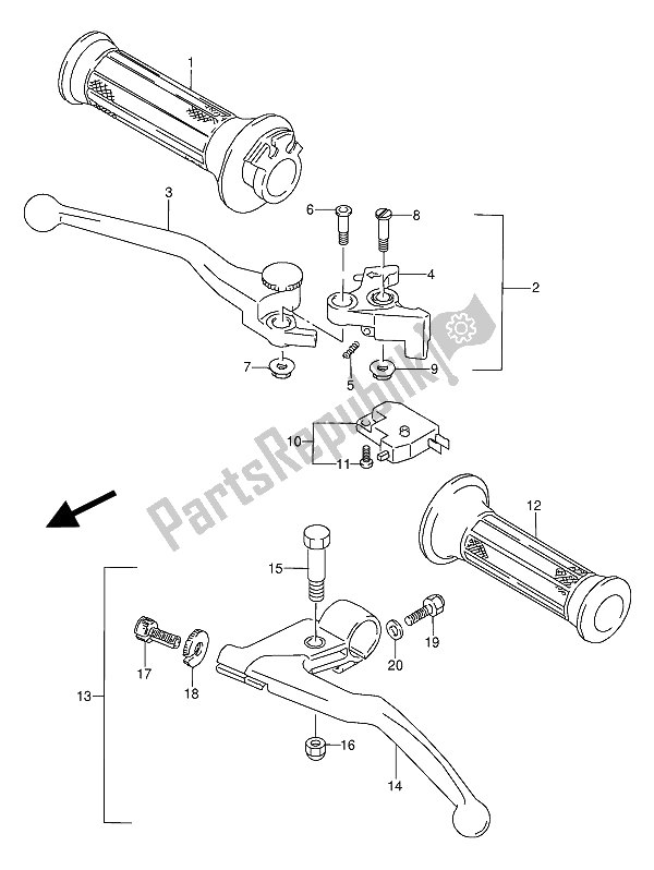 Tutte le parti per il Leva Della Maniglia del Suzuki GSX 600 FUU2 1994