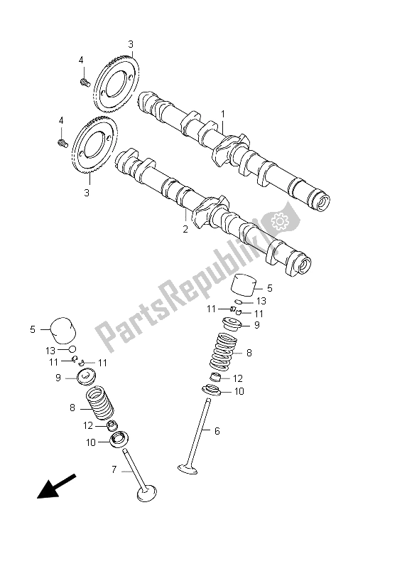 All parts for the Cam Shaft & Valve of the Suzuki GSX 650 FA 2012