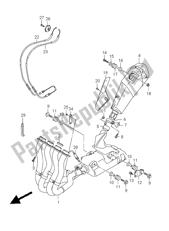 All parts for the Muffler of the Suzuki GSX R 750 2009