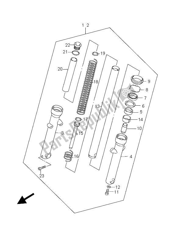 Tutte le parti per il Ammortizzatore Forcella Anteriore del Suzuki GZ 250 Marauder 2004