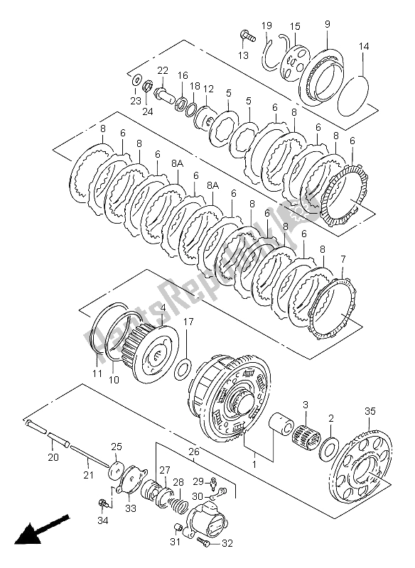 All parts for the Clutch of the Suzuki GSF 1200 NS Bandit 1996