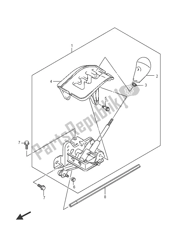 All parts for the Shift Lever of the Suzuki LT A 750 XZ Kingquad AXI 4X4 2016