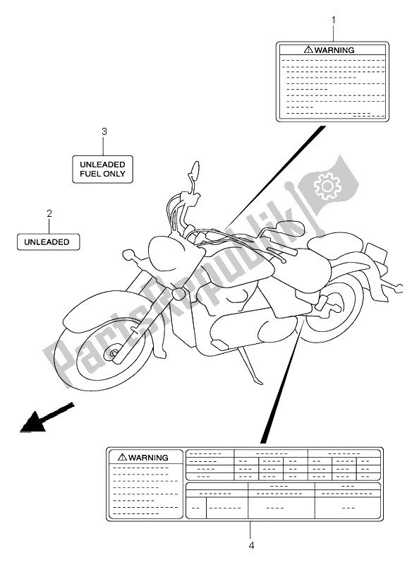 All parts for the Label of the Suzuki VL 800Z Volusia 2005