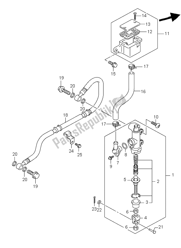 Toutes les pièces pour le Maître-cylindre Arrière (gsf650-u-s-su) du Suzuki GSF 650 Nsnasa Bandit 2005