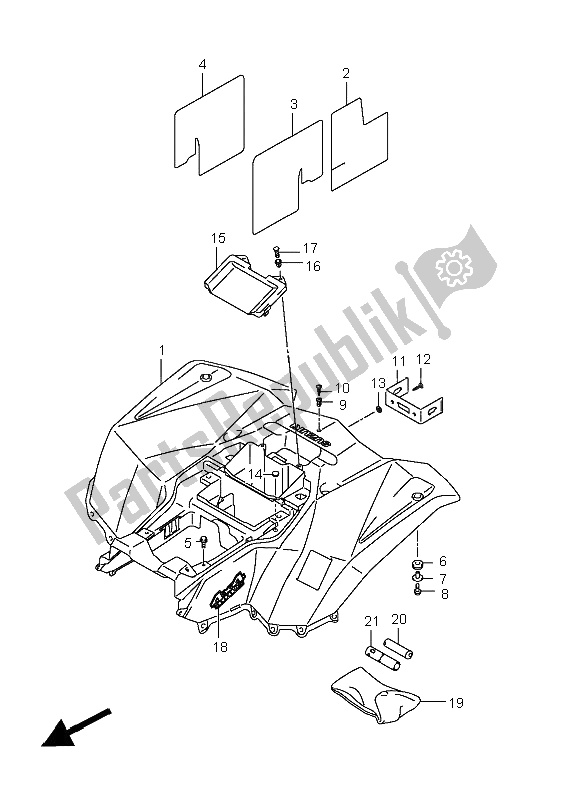 Tutte le parti per il Parafango Posteriore del Suzuki LT A 400F Kingquad 4X4 2008