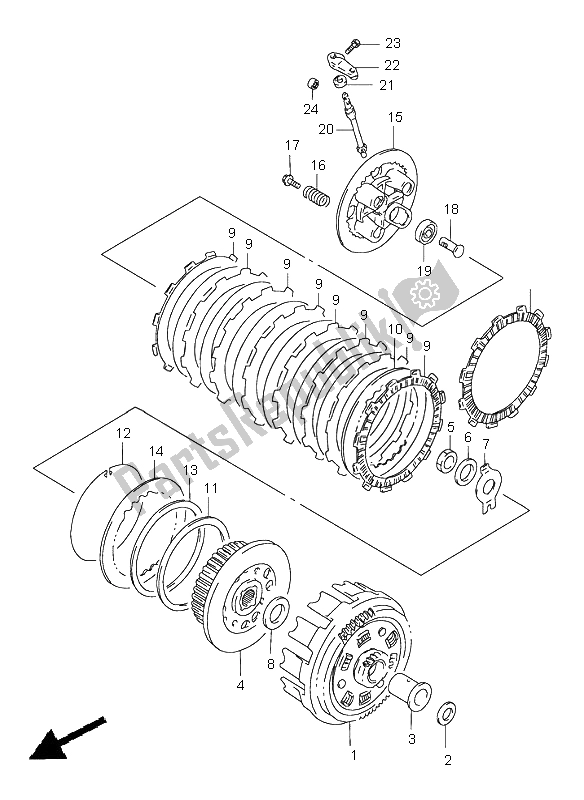 All parts for the Clutch of the Suzuki XF 650 Freewind 1997