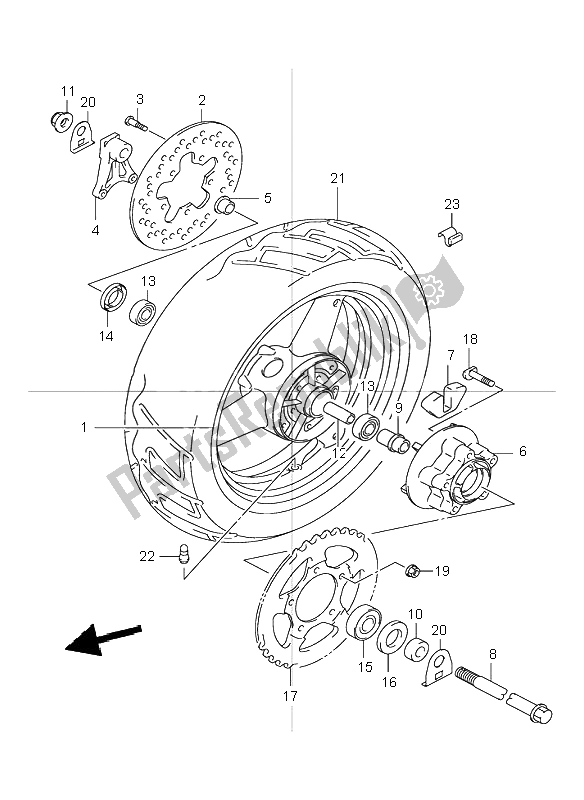 All parts for the Rear Wheel of the Suzuki GSF 600 NS Bandit 2000