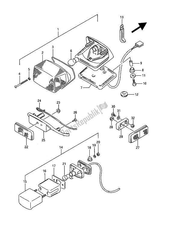 Alle onderdelen voor de Combinatielicht Achter van de Suzuki VS 1400 Glpf Intruder 1990