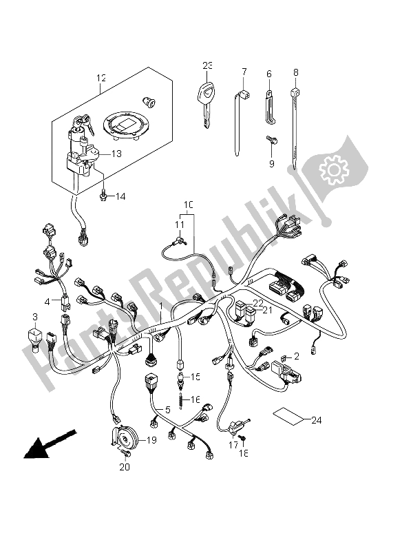 Alle onderdelen voor de Kabelboom (gsx650fu E24) van de Suzuki GSX 650 FA 2011