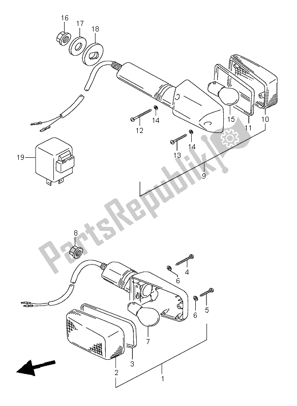 Alle onderdelen voor de Richtingaanwijzer Lamp van de Suzuki GS 500E 1996