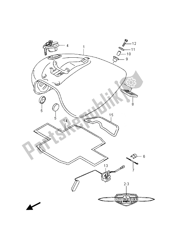 All parts for the Fuel Tank (vl800cue E19) of the Suzuki VL 800 CT Intruder 2014