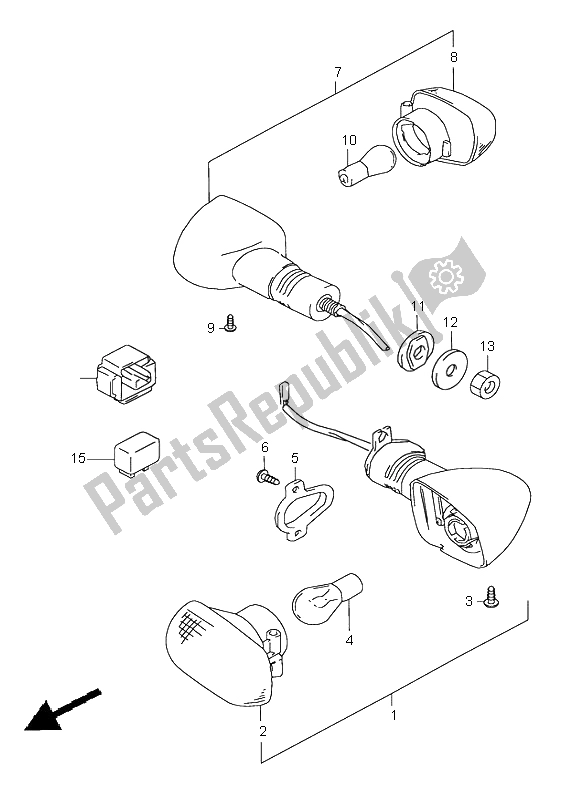 All parts for the Turn Signal Lamp of the Suzuki GSX R 600 1999