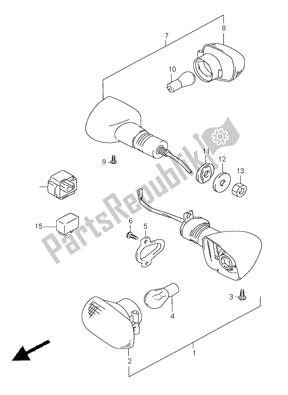 Alle onderdelen voor de Richtingaanwijzer Lamp van de Suzuki GSX R 600 1999