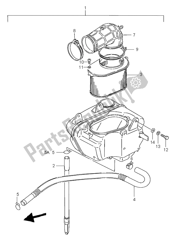 All parts for the Air Cleaner (rear) of the Suzuki VS 800 Intruder 2000