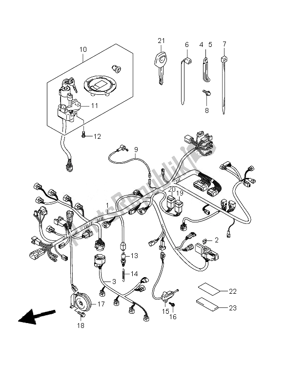 All parts for the Wiring Harness (gsf650-u) of the Suzuki GSF 650 Nsnasa Bandit 2007