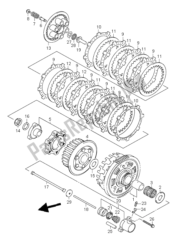 All parts for the Clutch of the Suzuki GSX 1300R Hayabusa 1999