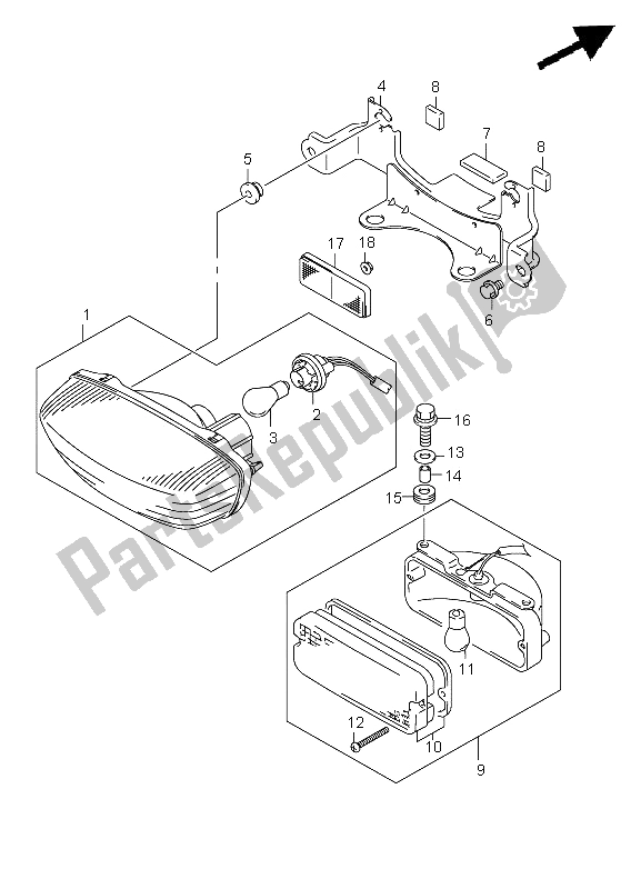 All parts for the Rear Combination Lamp (lt-f250 E17) of the Suzuki LT F 250 Ozark 2012