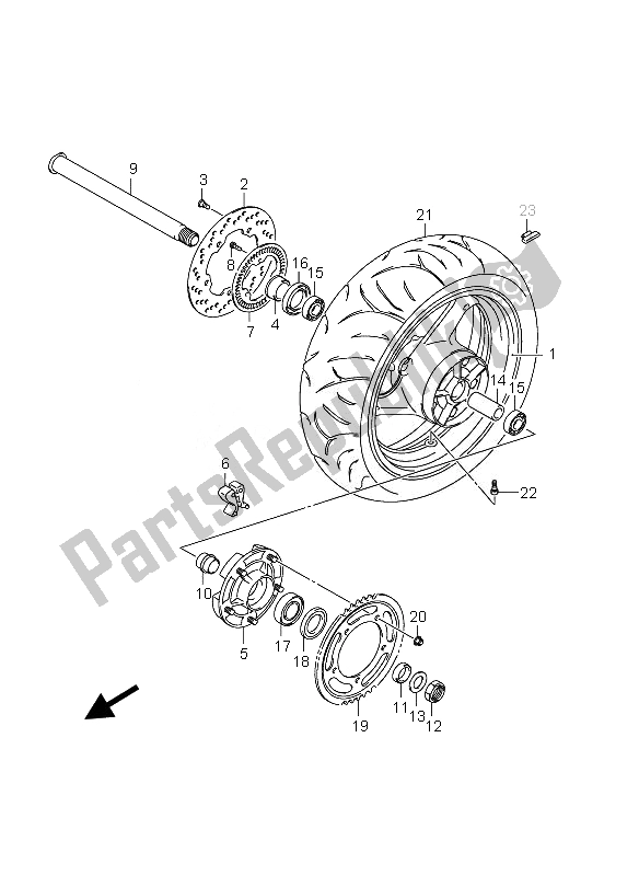 Todas las partes para Rueda Trasera de Suzuki GSX 1250 FA 2010