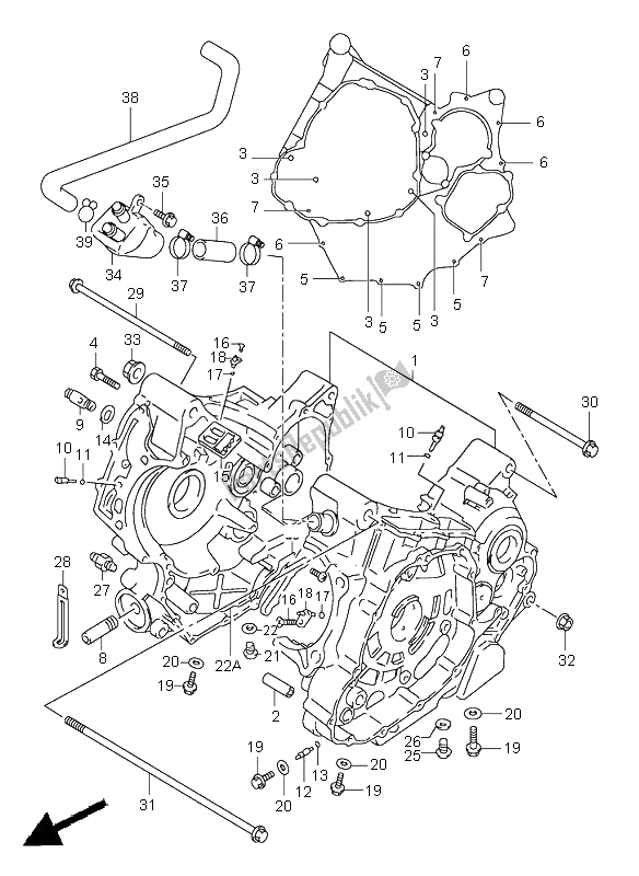 All parts for the Crankcase of the Suzuki TL 1000S 2000