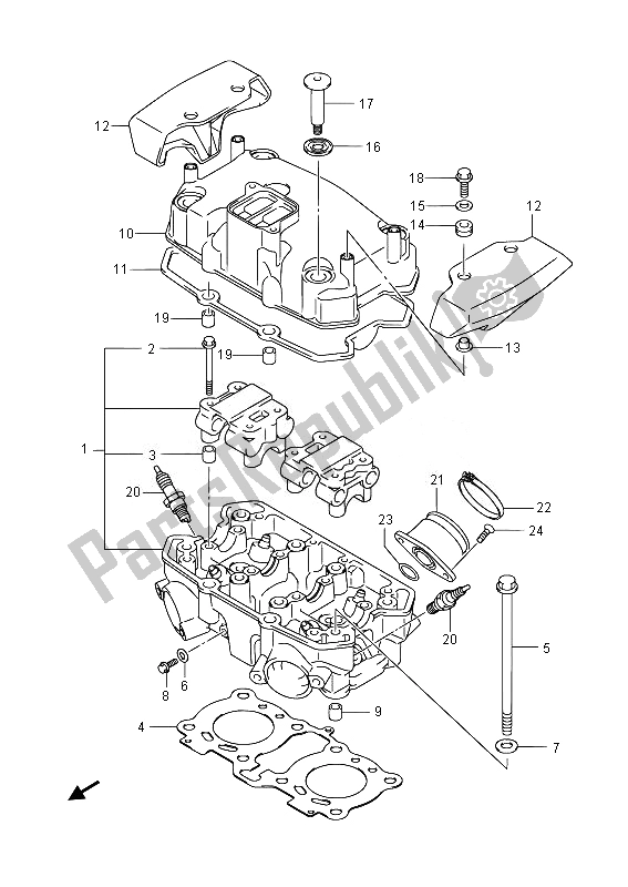 Alle onderdelen voor de Cilinderkop van de Suzuki GW 250 Inazuma 2014