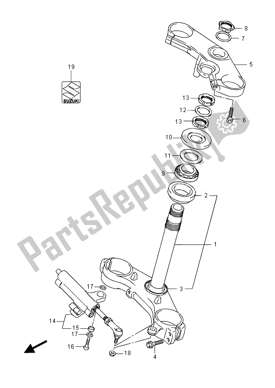 Alle onderdelen voor de Stuurpen van de Suzuki GSX R 600 2014