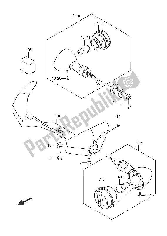 All parts for the Turnsignal Lamp (vzr1800uf E19) of the Suzuki VZR 1800 BZ M Intruder 2016