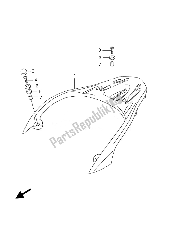 All parts for the Rear Carrier of the Suzuki UX 150 Sixteen 2010