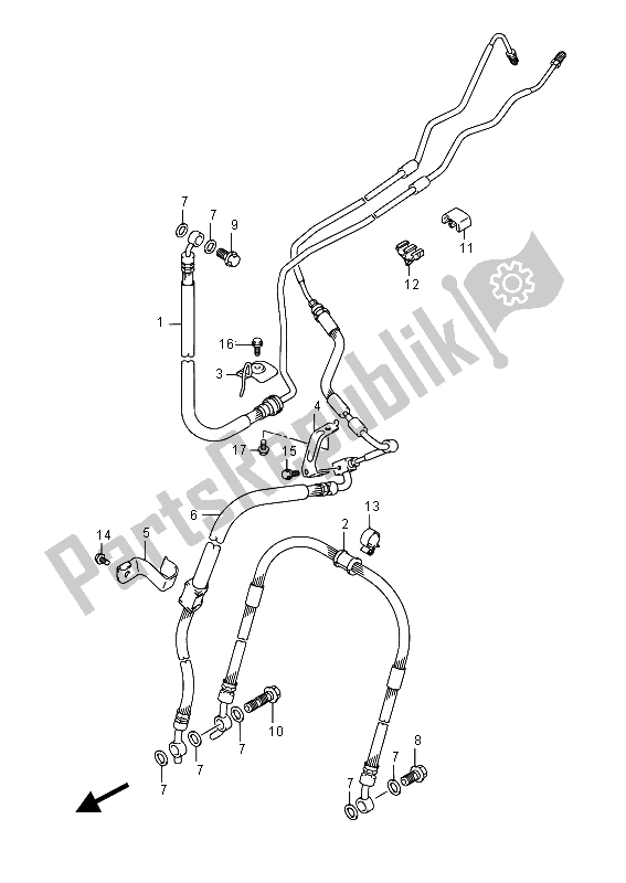 Tutte le parti per il Tubo Freno Anteriore (sfv650a) del Suzuki SFV 650A Gladius 2015