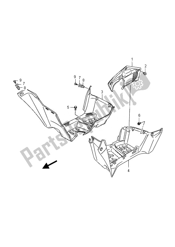 Tutte le parti per il Parafango (lt-a750xp) del Suzuki LT A 750 XPZ Kingquad AXI 4X4 2014