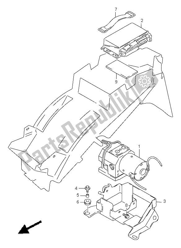 Alle onderdelen voor de Hydraulische Eenheid van de Suzuki GSF 1200 Nssa Bandit 2000