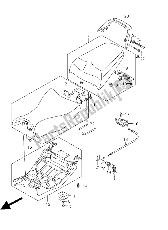 All parts for the Seat of the Suzuki GSF 650 Nsnasa Bandit 2009