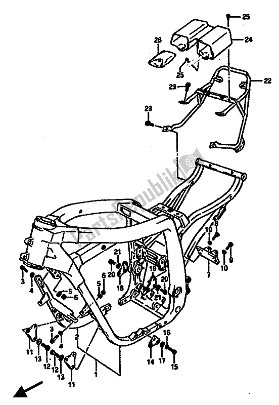 All parts for the Frame of the Suzuki GSX R 750R 1989