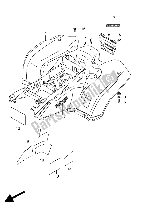 All parts for the Rear Fender (lt-a750xp P28) of the Suzuki LT A 750 XPZ Kingquad AXI 4X4 2011