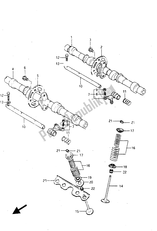 Toutes les pièces pour le Arbre à Cames Et Soupape du Suzuki GSX R 750R 1986