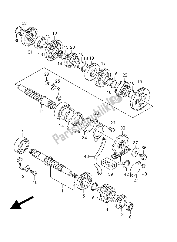 All parts for the Transmission of the Suzuki DR Z 125 SW LW 2009