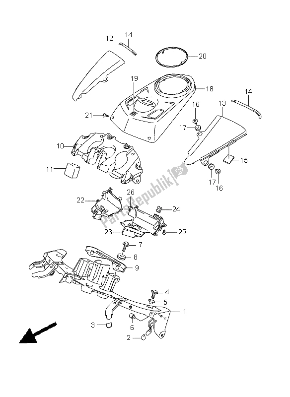 All parts for the Fuel Tank Front Bracket of the Suzuki GSX 1300 BKA B King 2008