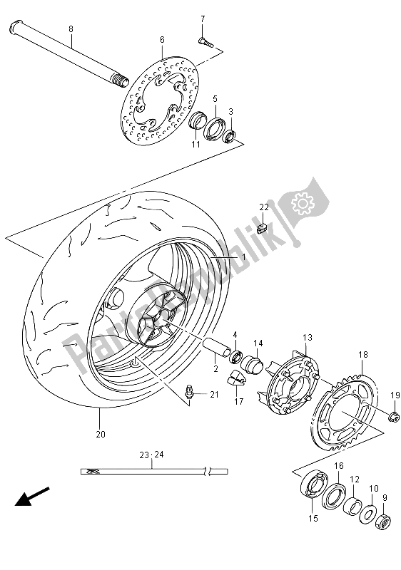 Tutte le parti per il Ruota Posteriore del Suzuki GSX R 600 2015