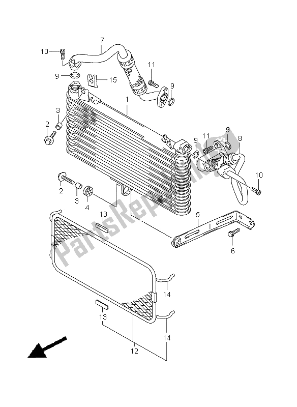 All parts for the Oil Cooler of the Suzuki GSX 1300 BKA B King 2009