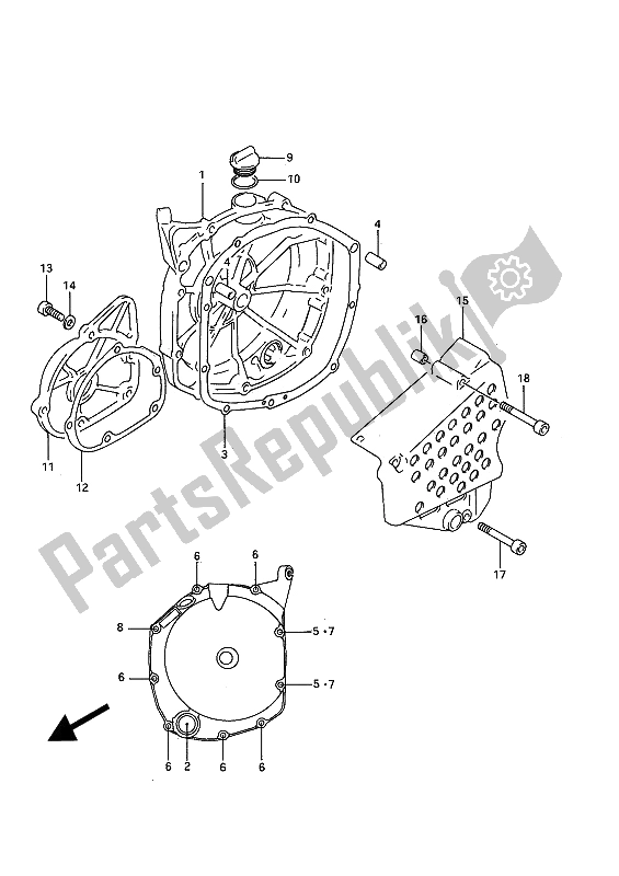Alle onderdelen voor de Carter Deksel van de Suzuki GSX R 750W 1992