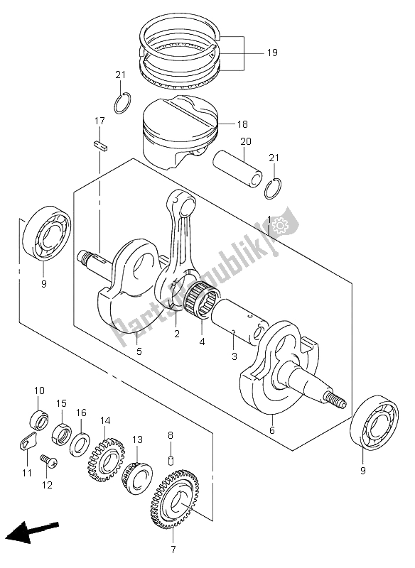 All parts for the Crankshaft of the Suzuki DR Z 400S 2002